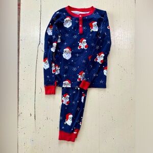 The Beaufort Bonnet Company navy Santa pajamas in size 8